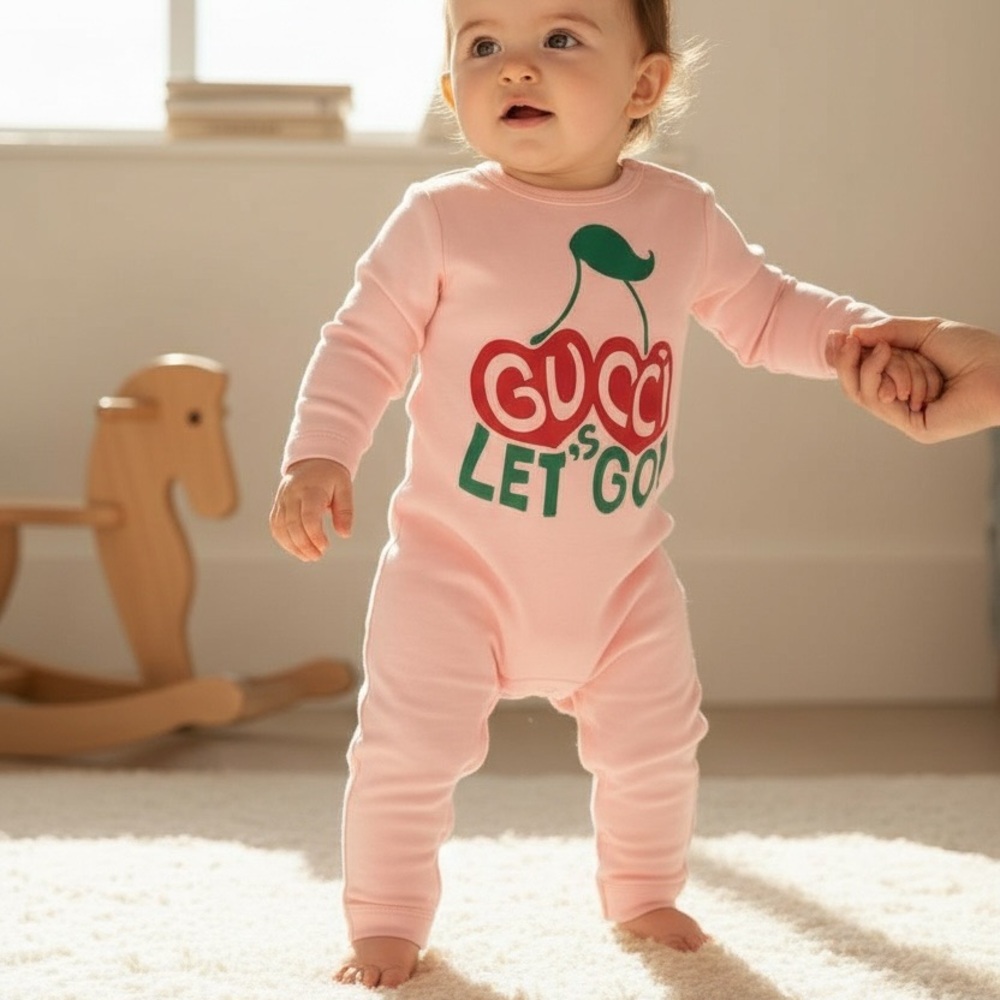 Gucci Cherry Print Footie Pink